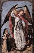 Master of the Saint Ursula Legend St Michael Fighting Demons France oil painting artist
